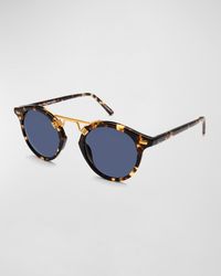 Krewe - St. Louis Round Polarized Sunglasses, / Tortoise - Lyst