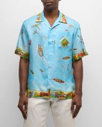 Casablancabrand - Maison Sur Piloti Silk Short-Sleeve Shirt - Lyst