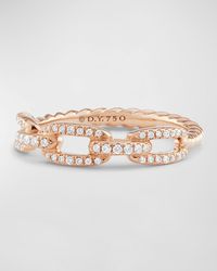 David Yurman - Stax Pave Diamond Chain Link Ring In 18k Rose Gold, Size 8 - Lyst