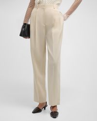 Totême - Mid-Rise Double-Pleated Straight-Leg Tailored Trousers - Lyst