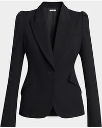 McQueen - Puff-Sleeve Grain De Poudre Jacket - Lyst