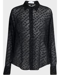 Stella McCartney - Sheer Polka Dot Button Down Blouse - Lyst