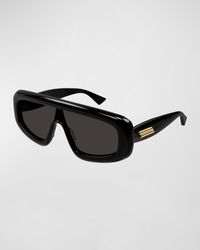 Bottega Veneta - Logo Acetate Shield Sunglasses - Lyst
