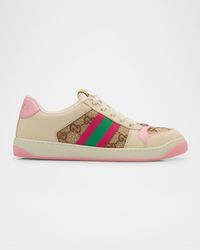 Gucci - Screener Web Stripe Leather Trainers - Lyst