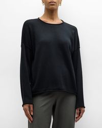 Eileen Fisher - Crewneck Drop-Shoulder Knit Pullover - Lyst