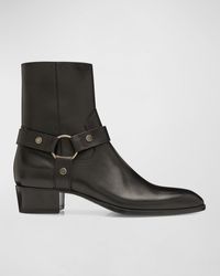 Saint Laurent - Smooth Leather Wyatt Harness Boots. - Lyst