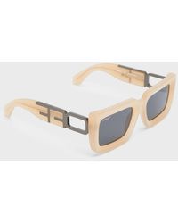 Off-White c/o Virgil Abloh - Boston Cut-out Logo Acetate & Metal Alloy Rectangle Sunglasses - Lyst