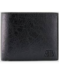 Balenciaga - Monaco Bb-logo Lambskin Bifold Wallet - Lyst