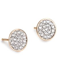 Ginette NY - 18k Rose Gold Sequin Diamond Stud Earrings - Lyst