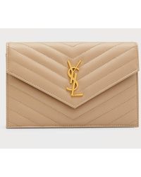 Saint Laurent - Small Ysl Envelope Flap Wallet On Chain - Lyst