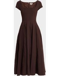 STAUD - Wells Stretch Cotton Fit And Flare Midi Dress - Lyst