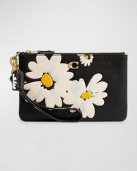 COACH - Small Floral-Print Leather Wristlet - Lyst
