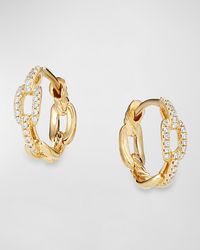 David Yurman - Stax 18k Yellow Gold Diamond Chain-link Hoop Earrings, 12.5mm - Lyst