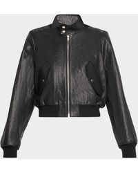 FRAME - The Leather Harrington Bomber Jacket - Lyst