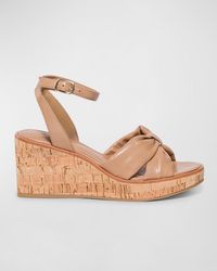 Bernardo - Leather Cork Ankle-strap Wedge Sandals - Lyst
