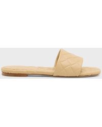 Bottega Veneta - Quilted Leather Flat Slide Sandals - Lyst