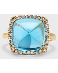 David Kord - 18k Yellow Gold Ring With Swiss Blue Topaz And Diamonds, Size 7, 11.01tcw - Lyst