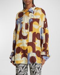 Dries Van Noten - Casia Abstract-Print Oversized Silk Collared Shirt - Lyst