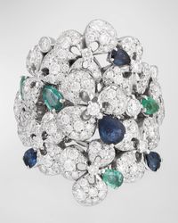 Miseno - Ischia 18k White Gold Diamond, Sapphire, And Emerald Ring - Lyst