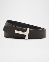 Tom Ford - Apos;S Reversible T-Buckle Grained Leather Belt - Lyst