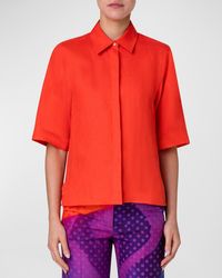 Akris - Linen Voile Collared Boxy Shirt - Lyst