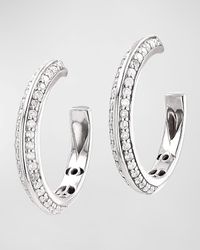 Sheryl Lowe - Sterling Silver Knife Hoop Diamond Earrings - Lyst