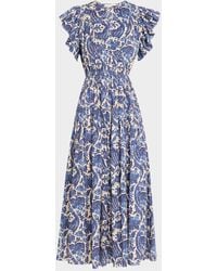 Ulla Johnson - Kairi Flutter-Sleeve Midi Dress - Lyst