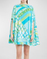 Emilio Pucci - Abstract-Print Short-Sleeve Mini Kaftan Dress - Lyst