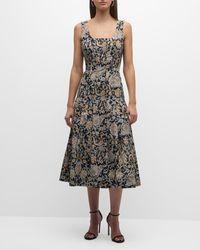 Veronica Beard - Jolie Printed A-Line Midi Dress - Lyst