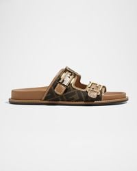 Fendi - Logo Canvas Flat Sandals - Lyst
