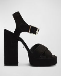 SCHUTZ SHOES - Penelope Suede Ankle-Strap Platform Sandals - Lyst