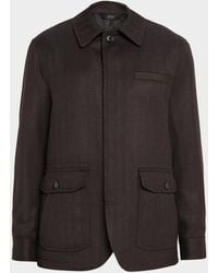 Brioni - Apos;S Super 180 & Apos;S Wool Herringbone Chore Jacket - Lyst