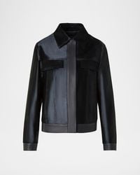 Akris - Gemini Calf Shearling And Leather Trucker Jacket - Lyst