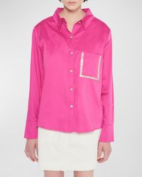 AS by DF - Valentina Embellished Satin Blouse - Lyst