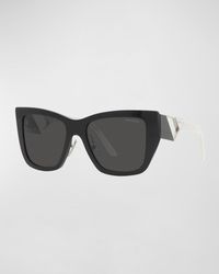 Prada - Triangle Logo Square Acetate & Metal Sunglasses - Lyst