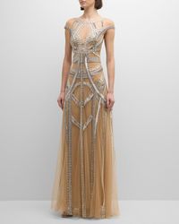 Zuhair Murad - Roads Crystal Embellished Cap-Sleeve Low-Back Gown - Lyst