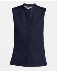 Jil Sander - Ruffle-Shoulder Sleeveless Button-Down Shirt - Lyst