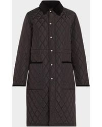 Burberry - Corduroy-Collar Quilted Long Jacket - Lyst
