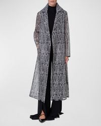 Akris - Iman Silk Organza Trench Coat With Asagao Striped Embroidery - Lyst