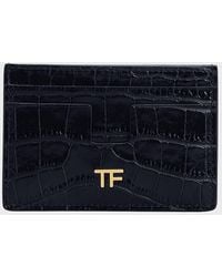 Tom Ford - Tf Card Holder In Stamped Croc Leather - Lyst