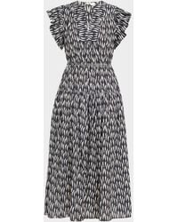 Ulla Johnson - Kairi Printed Flutter-Sleeve Midi Dress - Lyst