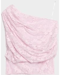 Self-Portrait - Rhinestone Lace Asymmetric Drape Top - Lyst