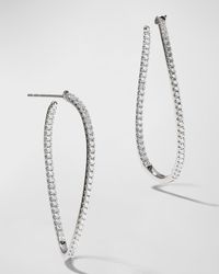 Memoire - 18kwg Medium Diamond Pave Twist Hoop Earrings - Lyst