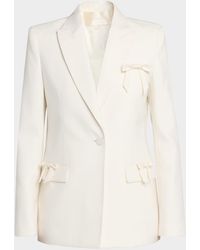 LoveShackFancy - Shayne Wool-Blend Bow-Embellished Blazer - Lyst