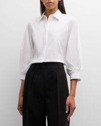 Lafayette 148 New York - Pleated-Sleeve Cotton Blouse - Lyst
