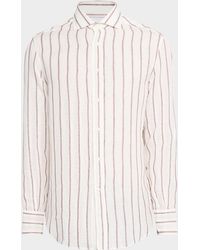 Brunello Cucinelli - Apos;S Linen And Cotton Slim-Fit Textured Stripe Button-Down Shirt - Lyst