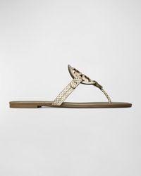 Tory Burch - Miller Embossed Medallion Flat Thong Sandals - Lyst