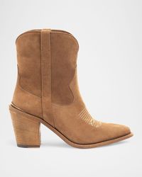 Partow - Leigh Anne Suede Western Ankle Booties - Lyst
