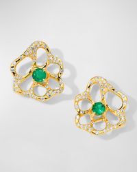 Ippolita - 18K Stardust Drizzle Small Flower Stud Earrings With Emerald And Diamonds - Lyst