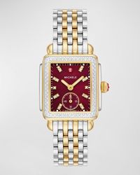 Michele - Deco Mid Two Tone 18K Plated Diamond Watch - Lyst